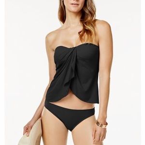 Vince Camuto Draped Black 2-piece Bandeau Tankini